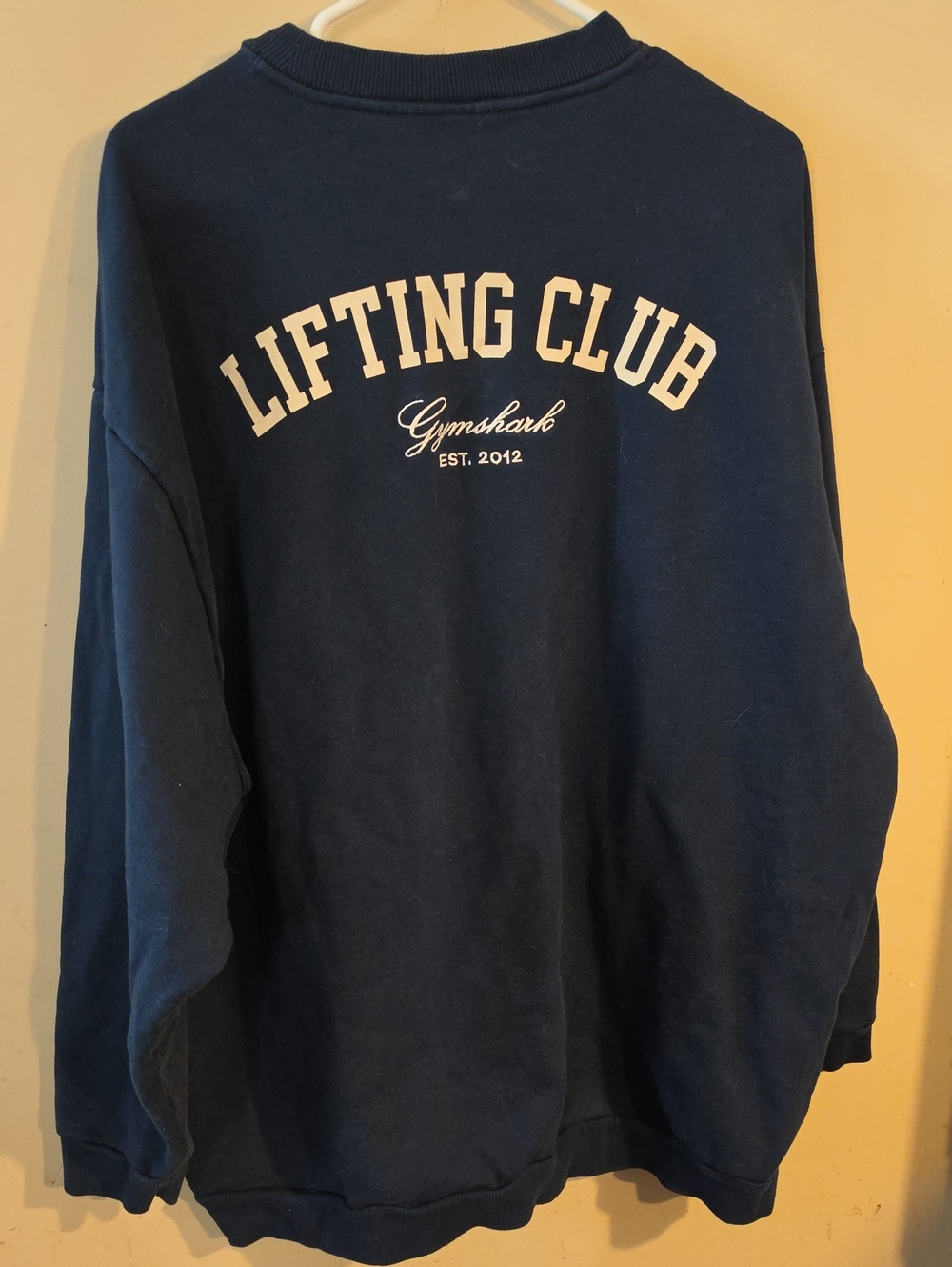 Gymshark Navy Lifting Club Crewneck Sweater with White Embroidered Logo